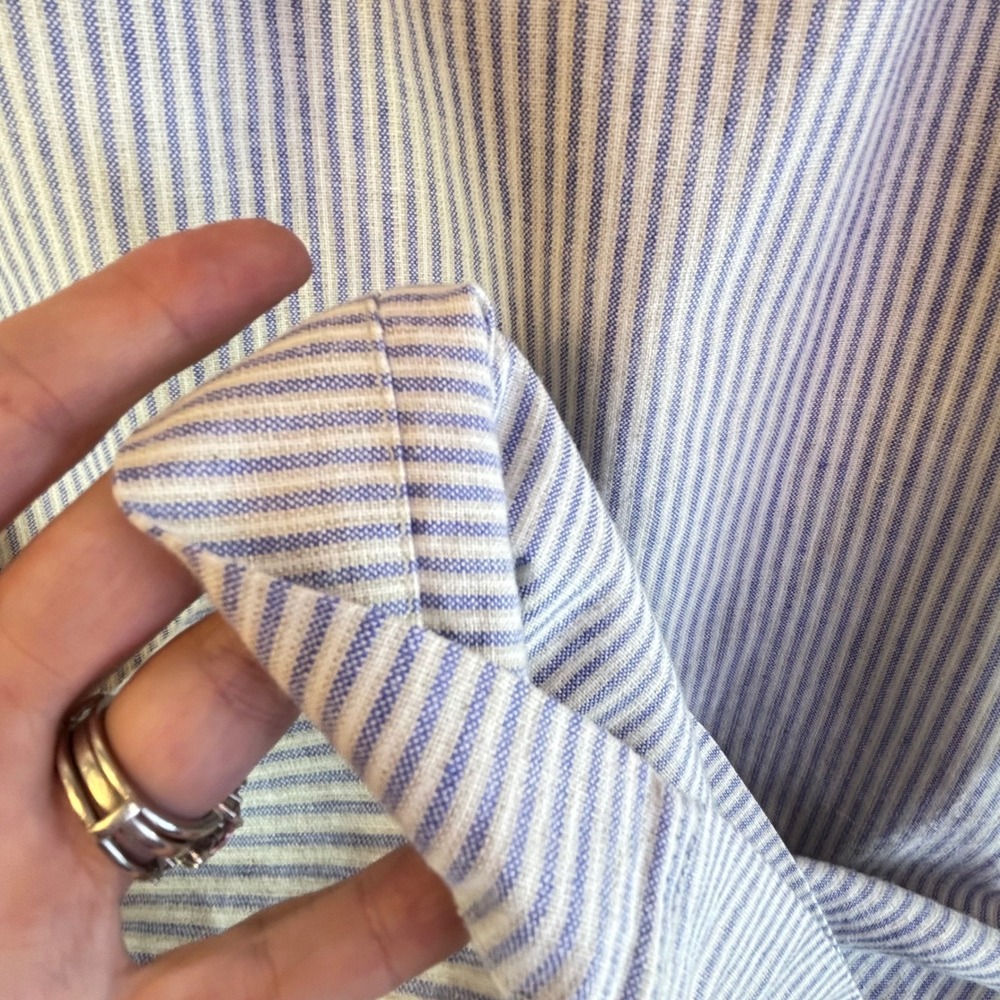 Vintage Long Pencil Skirt Skirt 10 Blue White Stripe Linen/Cotton Structured - Picture 9 of 9